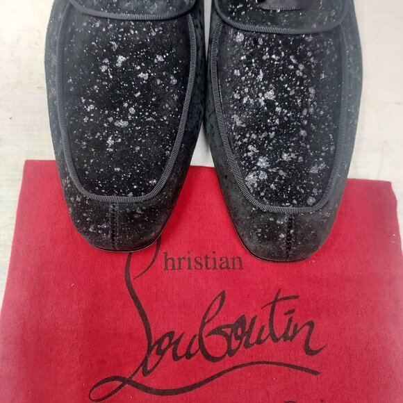Christian Louboutin MENS Suede Black Sparkle Lafitte Lace Up Shoe main image 4